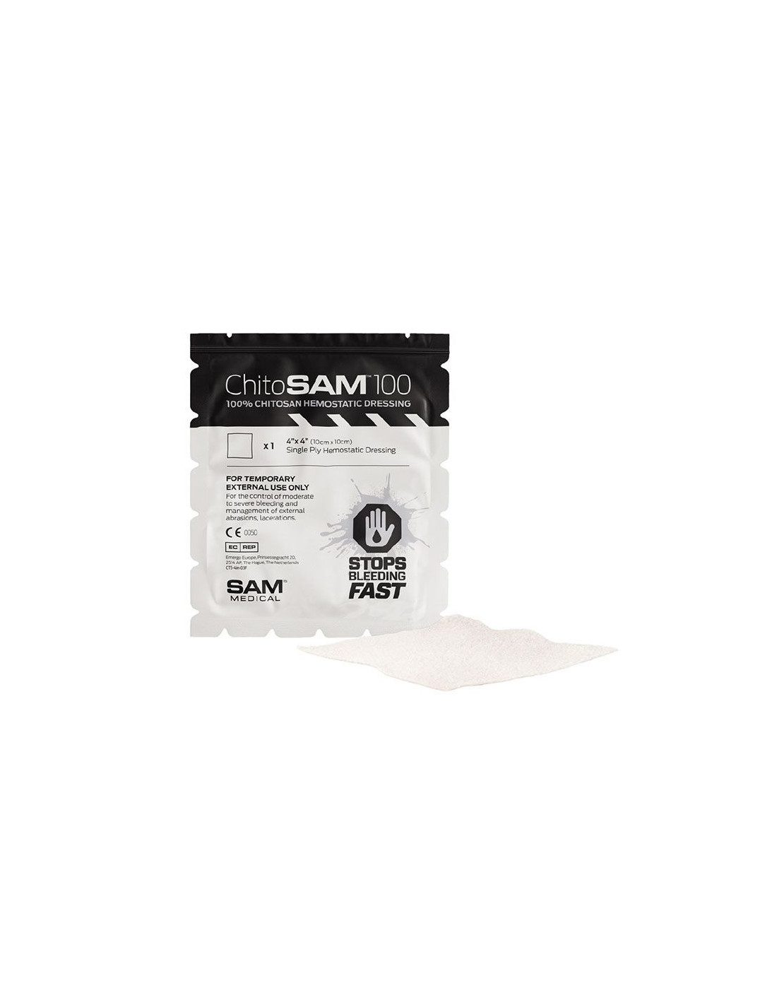 APÓSITO HEMOSTÁTICO CHITOSAM 100 – 10 x 10 cm.
